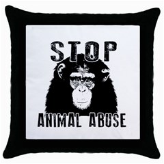 Stop Animal Abuse - Chimpanzee  Throw Pillow Case (black) by Valentinaart