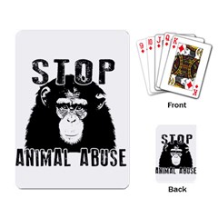 Stop Animal Abuse - Chimpanzee  Playing Card by Valentinaart