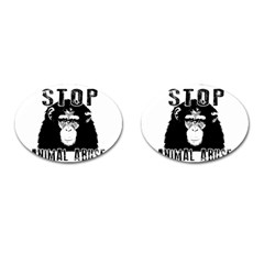 Stop Animal Abuse - Chimpanzee  Cufflinks (oval) by Valentinaart