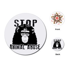 Stop Animal Abuse - Chimpanzee  Playing Cards (round)  by Valentinaart