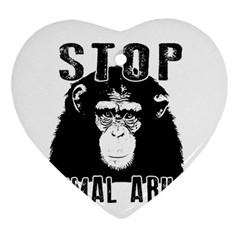 Stop Animal Abuse - Chimpanzee  Heart Ornament (two Sides) by Valentinaart