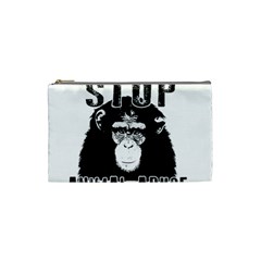 Stop Animal Abuse - Chimpanzee  Cosmetic Bag (small)  by Valentinaart