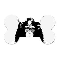 Stop Animal Abuse - Chimpanzee  Dog Tag Bone (one Side) by Valentinaart