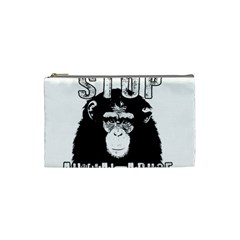 Stop Animal Abuse - Chimpanzee  Cosmetic Bag (small)  by Valentinaart