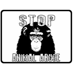 Stop Animal Abuse - Chimpanzee  Fleece Blanket (large)  by Valentinaart