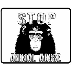 Stop Animal Abuse - Chimpanzee  Fleece Blanket (medium)  by Valentinaart