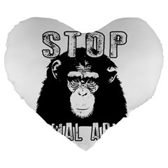 Stop Animal Abuse - Chimpanzee  Large 19  Premium Heart Shape Cushions by Valentinaart