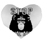 Stop Animal Abuse - Chimpanzee  Large 19  Premium Heart Shape Cushions Back