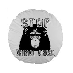 Stop Animal Abuse - Chimpanzee  Standard 15  Premium Flano Round Cushions by Valentinaart