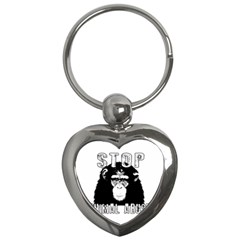 Stop Animal Abuse - Chimpanzee  Key Chains (heart)  by Valentinaart