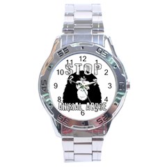 Stop Animal Abuse - Chimpanzee  Stainless Steel Analogue Watch by Valentinaart