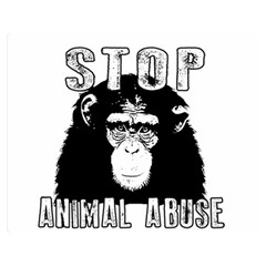 Stop Animal Abuse - Chimpanzee  Double Sided Flano Blanket (medium)  by Valentinaart