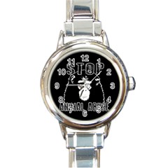 Stop Animal Abuse - Chimpanzee  Round Italian Charm Watch by Valentinaart