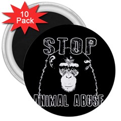 Stop Animal Abuse - Chimpanzee  3  Magnets (10 Pack)  by Valentinaart