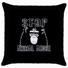 Stop Animal Abuse - Chimpanzee  Throw Pillow Case (black) by Valentinaart