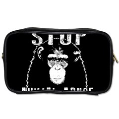 Stop Animal Abuse - Chimpanzee  Toiletries Bags by Valentinaart