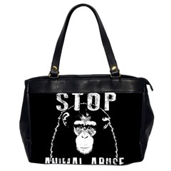 Stop Animal Abuse - Chimpanzee  Office Handbags (2 Sides)  by Valentinaart