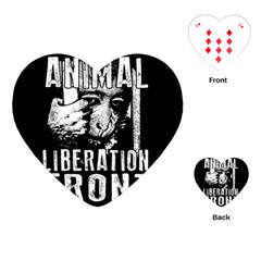 Animal Liberation Front - Chimpanzee  Playing Cards (heart)  by Valentinaart