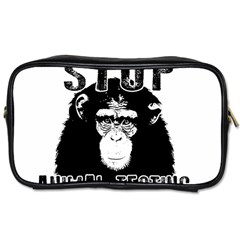 Stop Animal Testing - Chimpanzee  Toiletries Bags 2-side by Valentinaart