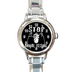 Stop Animal Testing - Chimpanzee  Round Italian Charm Watch by Valentinaart