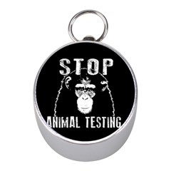 Stop Animal Testing - Chimpanzee  Mini Silver Compasses by Valentinaart