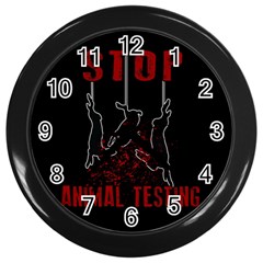 Stop Animal Testing - Rabbits  Wall Clocks (black) by Valentinaart