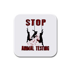 Stop Animal Testing - Rabbits  Rubber Square Coaster (4 pack) 