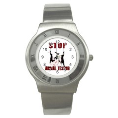 Stop Animal Testing - Rabbits  Stainless Steel Watch