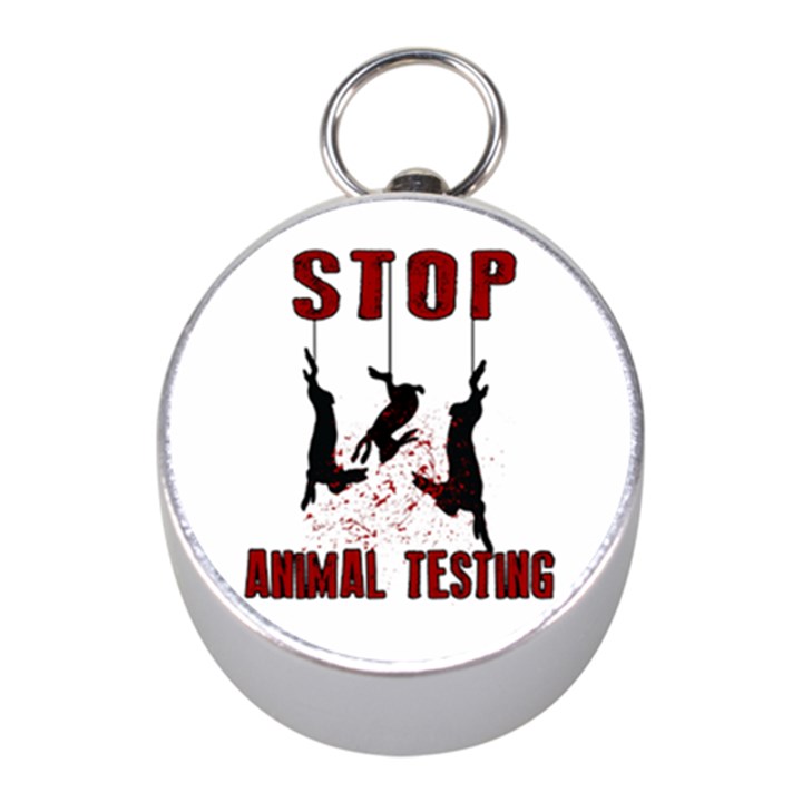 Stop Animal Testing - Rabbits  Mini Silver Compasses