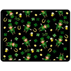 St Patricks Day Pattern Double Sided Fleece Blanket (large)  by Valentinaart