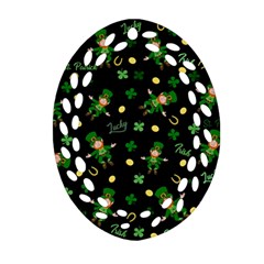 St Patricks Day Pattern Oval Filigree Ornament (two Sides) by Valentinaart
