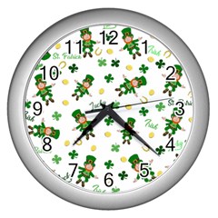 St Patricks Day Pattern Wall Clocks (silver) 