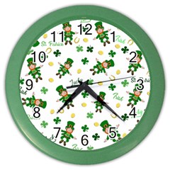 St Patricks Day Pattern Color Wall Clocks by Valentinaart