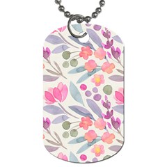 Purple And Pink Cute Floral Pattern Dog Tag (two Sides)