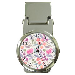 Purple And Pink Cute Floral Pattern Money Clip Watches