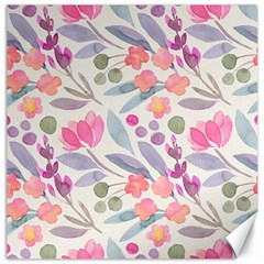 Purple And Pink Cute Floral Pattern Canvas 12  X 12  