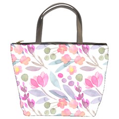 Purple And Pink Cute Floral Pattern Bucket Bags