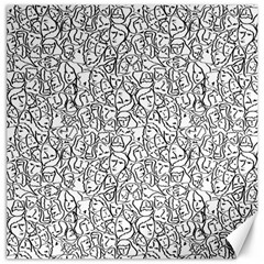 Elio s Shirt Faces In Black Outlines On White Canvas 12  X 12   by PodArtist