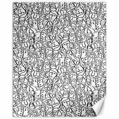 Elio s Shirt Faces In Black Outlines On White Canvas 11  X 14   by PodArtist