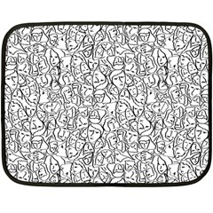 Elio s Shirt Faces In Black Outlines On White Fleece Blanket (mini) by PodArtist