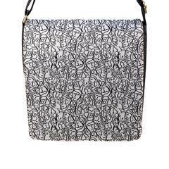 Elio s Shirt Faces In Black Outlines On White Flap Messenger Bag (l)  by PodArtist