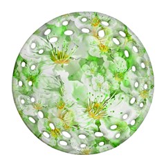 Light Floral Collage  Round Filigree Ornament (two Sides) by dflcprints