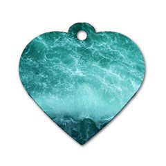 Green Ocean Splash Dog Tag Heart (two Sides)