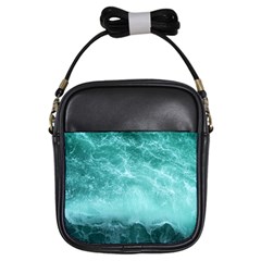 Green Ocean Splash Girls Sling Bags