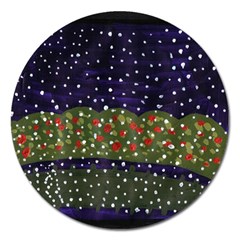 Snowy Roses Magnet 5  (round)