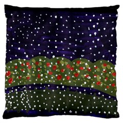 Snowy Roses Large Flano Cushion Case (two Sides) by snowwhitegirl