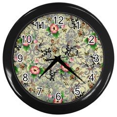 Angel Floral Wall Clocks (black) by snowwhitegirl