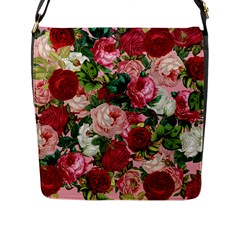 Rose Bushes Flap Messenger Bag (l)  by snowwhitegirl