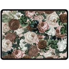 Rose Bushes Brown Double Sided Fleece Blanket (large) 