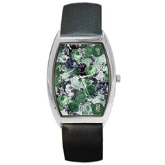 Rose Bushes Green Barrel Style Metal Watch